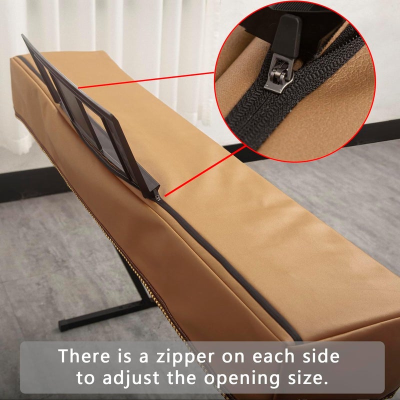 mooson Keyboard Piano Cover Digital Piano Dust Covers Luxury Soft and Premium Surface Thickening Electronic Organ Covering Keyboard Update Encasement (Brown) - Image 5